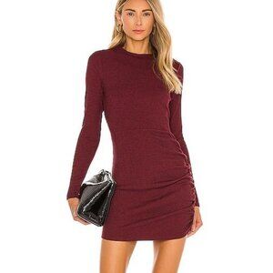 Lovers and Friends Freja Mini Dress burgundy sz Medium ruched long sleeve